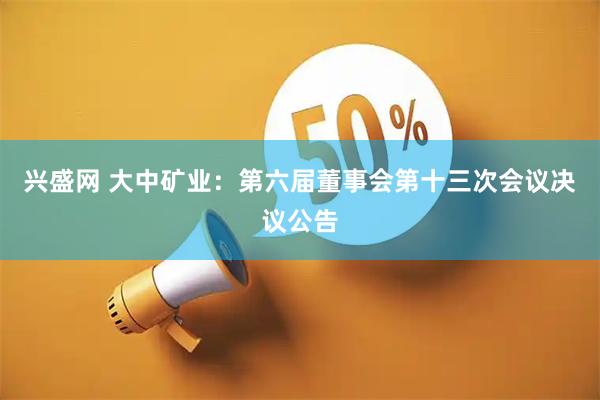 兴盛网 大中矿业：第六届董事会第十三次会议决议公告